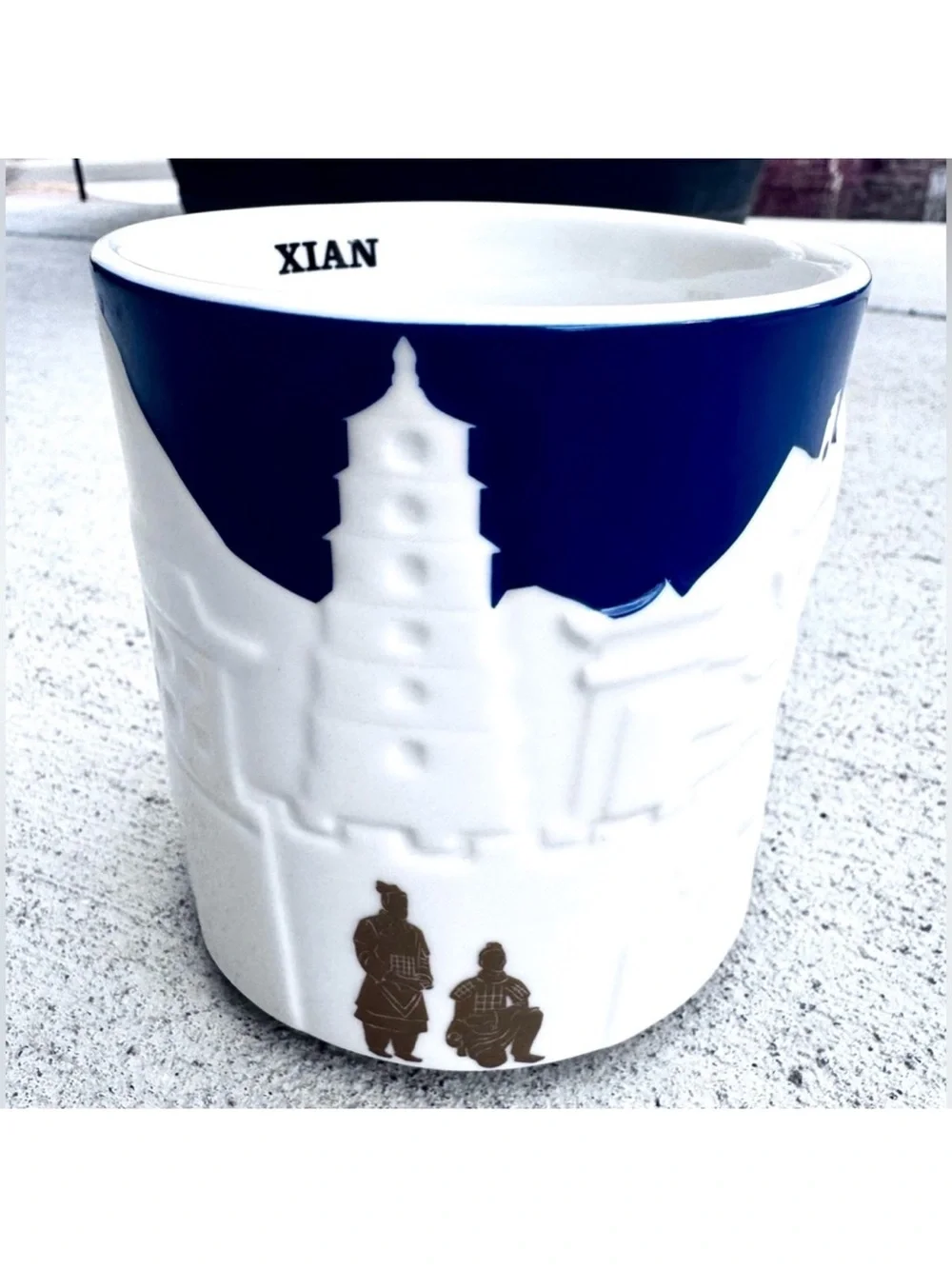 Starbucks Collector Relief Series Xian Mug with Blue and White Cityscape